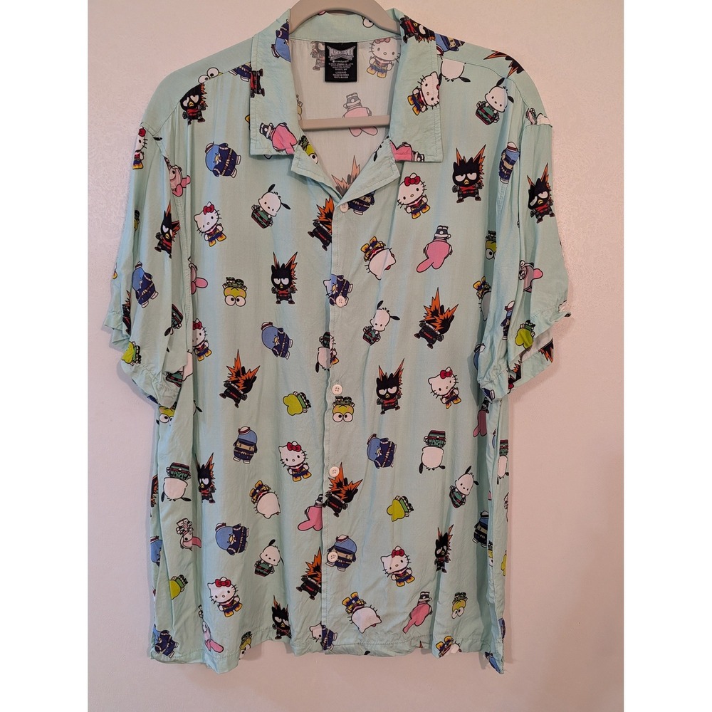 My Hero‎ Academia Hello Kitty All Might Bakugo Anime Button Up Shirt Men's L